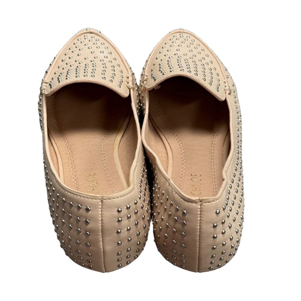 Chase + Chloe Beige Studded Pointed Toe Faux Leather Slip On Flats Size 6 - Picture 4 of 10
